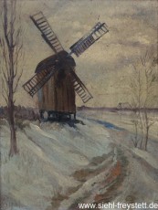 WV-Nr. 011, Wilhelmshaven, Mühle Schaar, 1900-1910, Öl auf Karton, 20,5 cm x 26,5 cm, Privatbesitz