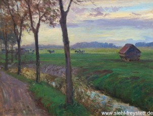 WV-Nr. 013, Neuenburg, Weg nach Neuenburg, 1917, Öl auf Karton, 52,5 cm x 41 cm, Privatbesitz