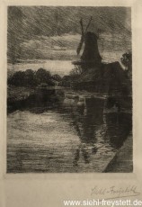 WV-Nr. 043, Unbekannter Ort, Windmühle am Kanal, Radierung, 1900-1919, 14,2 cm x 19,2 cm, Privatbesitz