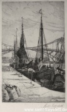 WV-Nr. 055, Wilhelmshaven, An der Kaiser-Wilhelm-Brücke, 1900-1919, Radierung, 13 cm x 20,5 cm, Privatbesitz