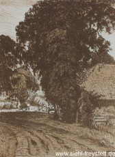 WV-Nr. 075, Unbekannter Ort, Unter alten Bäumen, Lithographie, 1890-1919, 15,8 cm x 21,5 cm, Privatbesitz