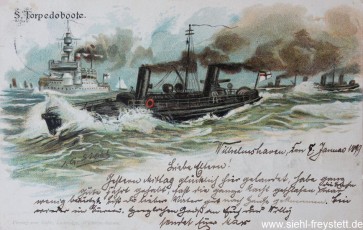 WV-Nr. 171, Unbekannter Ort, S. Torpedoboote, um 1900, Lithographie
