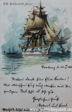 WV-Nr. 179, Unbekannter Ort, S.M. Schulschiff Stein, um 1900, Lithographie