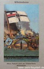 WV-Nr. 185, Wilhelmshaven, Hafenmotive mit Westturm Wangerooge; Zusatz whv oben, 1900-1910, Lithographie