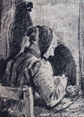 WV-Nr. 207, Portrait, Frau am Kamin, 1919, Zeichnung