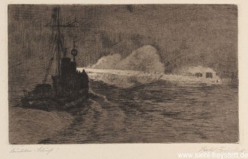 WV-Nr. 236, Unbekannter Ort, Leuchten - Schuß, 1910-1919, Radierung, 20 cm x 12 cm, Privatbesitz