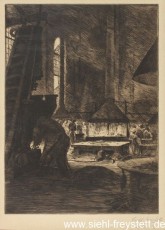 WV-Nr. 340, Wilhelmshaven, Schmiede, 1911, Radierung, 22 cm x 30 cm, Gemäldesammlung Stadt Wilhelmshaven