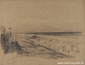 WV-Nr. 398, Wangerooge, Strandprommenade, 1910, Bleistift auf Papier, 34 cm x 43 cm, Privatbesitz