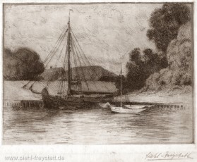 WV-Nr. 417, Wilhelmshaven, Hafen Rüstersiel, 1900-1919, Radierung, 20 cm x 15 cm, Privatbesitz