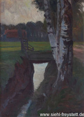 WV-Nr. 002, Unbekannter Ort, Am Moorgraben, 1910er, Öl auf Holz, 37,5 cm x 51,3 cm, Privatbesitz