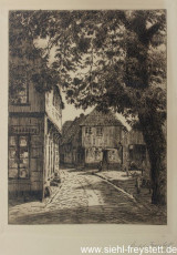 WV-Nr. 041, Unbekannter Ort, Dorfszene, 1900-1919, Radierung, 14 cm x 19 cm, Privatbesitz