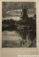 WV-Nr. 043, Unbekannter Ort, Windmühle am Kanal, Radierung, 1900-1919, 14,2 cm x 19,2 cm, Privatbesitz