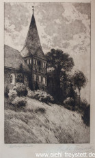 WV-Nr. 047, Sande, Kirche, 1900-1919, Radierung, 12,5 cm x 20,7 cm, Privatbesitz