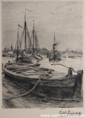 WV-Nr. 051, Wilhelmshaven, Schiffe im Handelshafen, 1910, Radierung, 18,8 cm x 24,5 cm, Privatbesitz
