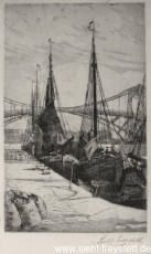 WV-Nr. 055, Wilhelmshaven, An der Kaiser-Wilhelm-Brücke, 1900-1919, Radierung, 13 cm x 20,5 cm, Privatbesitz