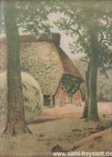 WV-Nr. 057, Unbekannter Ort, Reetdachhof, 1890-1919, Lithographie, 21,5 cm x 29,5 cm, Privatbesitz