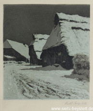 WV-Nr. 059, Unbekannter Ort, Fachwerkhöfe, 1900-1919, Radierung, 13,6 cm x 15 cm, Privatbesitz