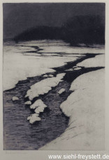 WV-Nr. 061, Unbekannter Ort, Bach im Winter, 1900-1919, Radierung, 19,2 cm x 28 cm, Privatbesitz