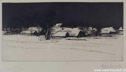 WV-Nr. 062, Zetel, Zetel im Schnee, 1900-1919, Radierung, 33 cm x 16 cm, Privatbesitz