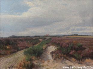WV-Nr. 066, Unbekannter Ort, Blühende Heide mit Ginster, 1900-1919, 72,3 cm x 54,5 cm, Privatbesitz