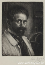 WV-Nr. 069, Selbstbildnis, 1915, Radierung, 14 cm x 17,7 cm, Privatbesitz