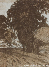 WV-Nr. 075, Unbekannter Ort, Unter alten Bäumen, Lithographie, 1890-1919, 15,8 cm x 21,5 cm, Privatbesitz
