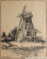 WV-Nr. 076, Unbekannter Ort, Wassermühle, 1900-1919, Lithographie, 23 cm x 19 cm, Privatbesitz