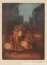 WV-Nr. 079, Wilhelmshaven, Laternenkinder, 1900-1919, Radierung, 15 cm x 19,8 cm, Privatbesitz