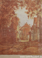 WV-Nr. 086, Unbekannter Ort, Dorfstraße, 1890-1919, Lithographie, 15 cm x 19,5 cm, Privatbesitz