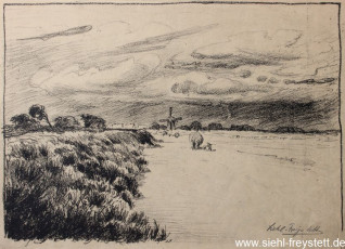 WV-Nr. 090, Unbekannter Ort, Mühle auf Feld, 1900-1919, Lithographie, 32 cm x 24,5 cm, Privatbesitz