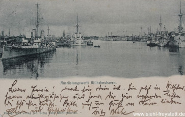 WV-Nr. 1020, Ausrüstungswerft Wilhelmshaven, 1890-1900, Fotografie auf Postkarte, 14 cm x 9 cm, Privatbesitz