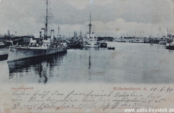 WV-Nr. 1021, Ausrüstungswerft Wilhelmshaven, 1890-1900, Fotografie auf Postkarte, 14 cm x 9 cm, Privatbesitz