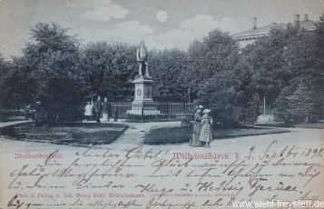 WV-Nr. 1024, Adalbertdenkmal in Wilhelmshaven, 1890-1900, Fotografie auf Postkarte, 14 cm x 9 cm, Privatbesitz