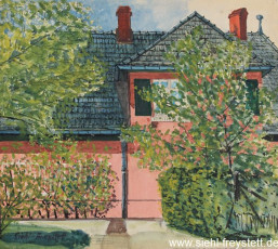 WV-Nr. 109, Unbekannter Ort, Wohnhaus, 1900-1919, Tempera, 23 cm x 20,5 cm, Privatbesitz