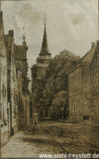 WV-Nr. 119, Aurich, Kirchstraße, um 1914, Lithographie, 17,5 cm x 28 cm, Privatbesitz