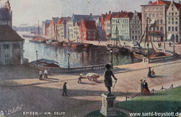 WV-Nr. 137, Emden, Am Delft, um 1900, Ölgemälde