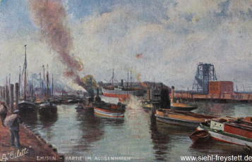 WV-Nr. 139, Emden, Am Außenhafen, um 1900, Ölgemälde