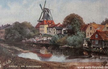 WV-Nr. 140, Emden, Am Burggraben, um 1900, Ölgemälde