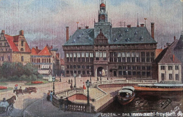 WV-Nr. 142, Emden, Rathaus, um 1900, Ölgemälde