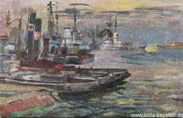 WV-Nr. 144 , Wilhelmshaven, Schlepper, 1900-1910, Ölgemälde