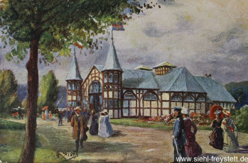 WV-Nr. 157, Oldenburg, Ausstellungsgebäude für kunstgewerbliche Altertümer auf der Landes-Ausstellung, 1905, Ölgemälde