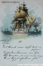 WV-Nr. 167, Unbekannter Ort, S.M. Schulschiff Moltke, um 1900, Lithographie