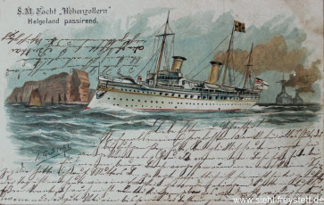 WV-Nr. 168, Helgoland, S.M. Yacht Hohenzollern, um 1900, Lithographie