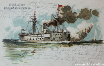 WV-Nr. 169, Unbekannter Ort, S.M.S. Mars, um 1900, Lithographie