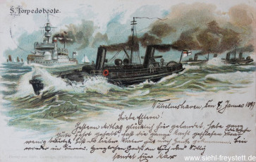 WV-Nr. 171, Unbekannter Ort, S. Torpedoboote, um 1900, Lithographie