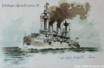 WV-Nr. 173, Unbekannter Ort, S.M. Panzer Kaiser Friedrich III., um 1900, Lithographie
