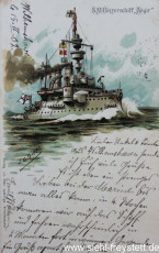 WV-Nr. 178, Unbekannter Ort, S.M. Panzerschiff Aegir, um 1900, Lithographie