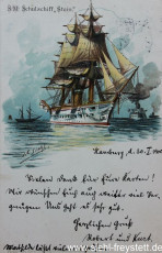 WV-Nr. 179, Unbekannter Ort, S.M. Schulschiff Stein, um 1900, Lithographie