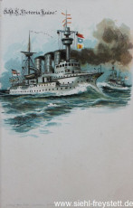WV-Nr. 180, Unbekannter Ort, S.M.S. Victoria Louise, um 1900, Lithographie