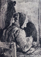 WV-Nr. 207, Portrait, Frau am Kamin, 1919, Zeichnung